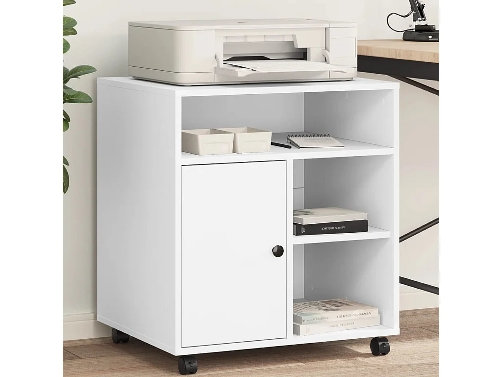 Supporto per stampante con ruote bianco 60x50x67 cm