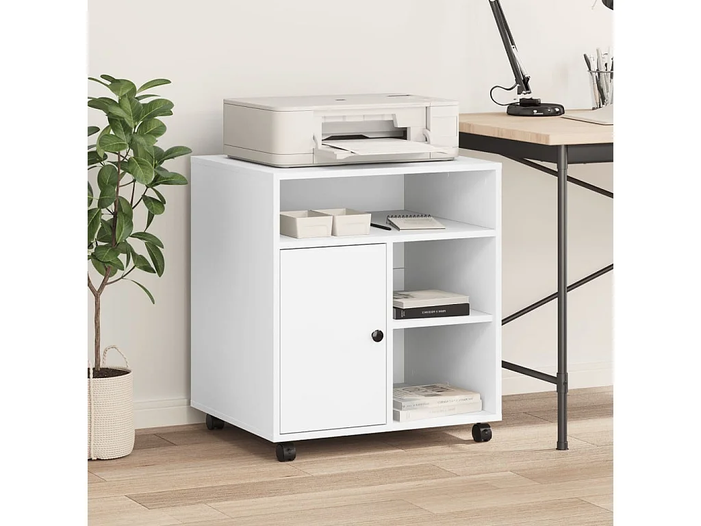 Supporto per stampante con ruote bianco 60x50x67 cm