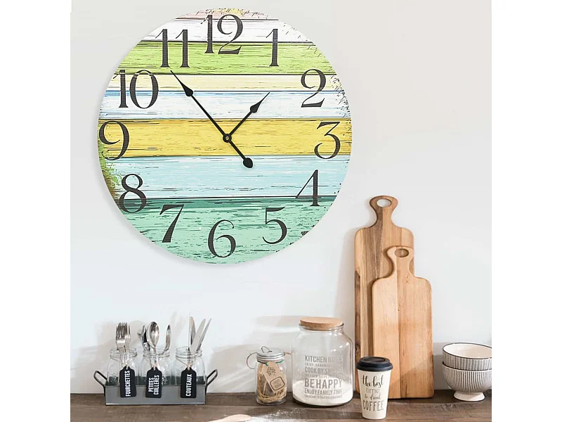 Reloj de pared Multicolor 60 cm MDF