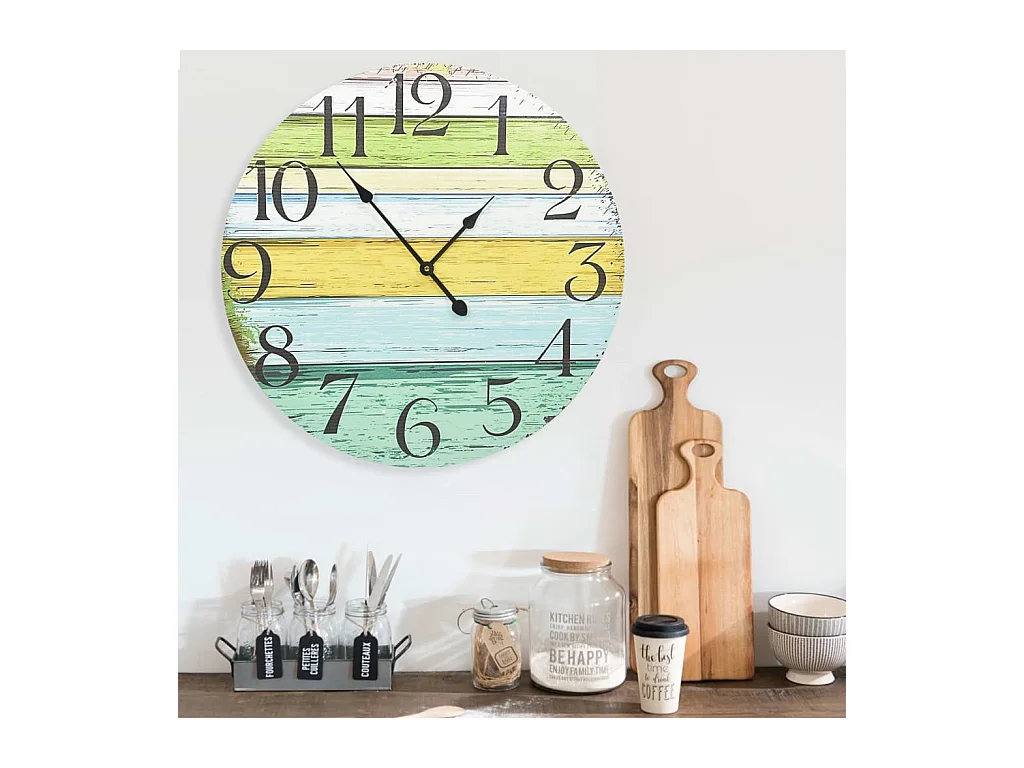 Horloge murale Multicolore 60 cm MDF