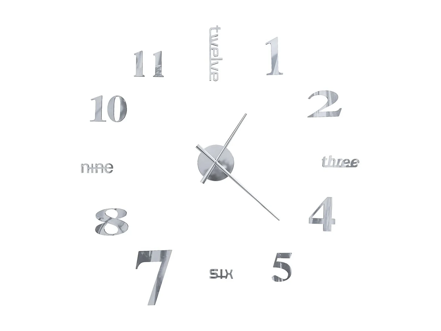 Horloge murale 3D Design moderne 100 cm XXL Argenté