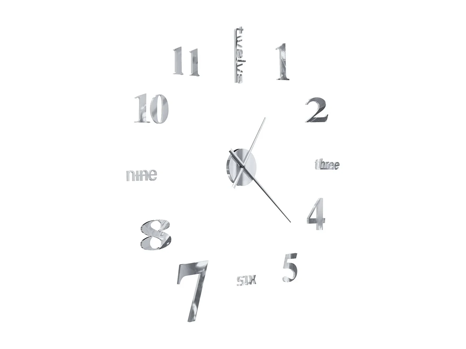 Horloge murale 3D Design moderne 100 cm XXL Argenté