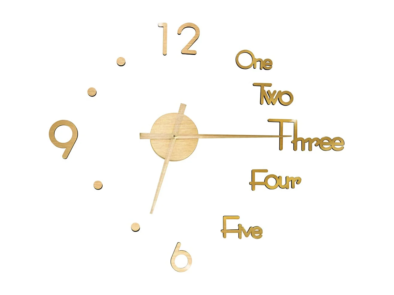 Horloge murale 3D Design moderne Doré 100 cm XXL