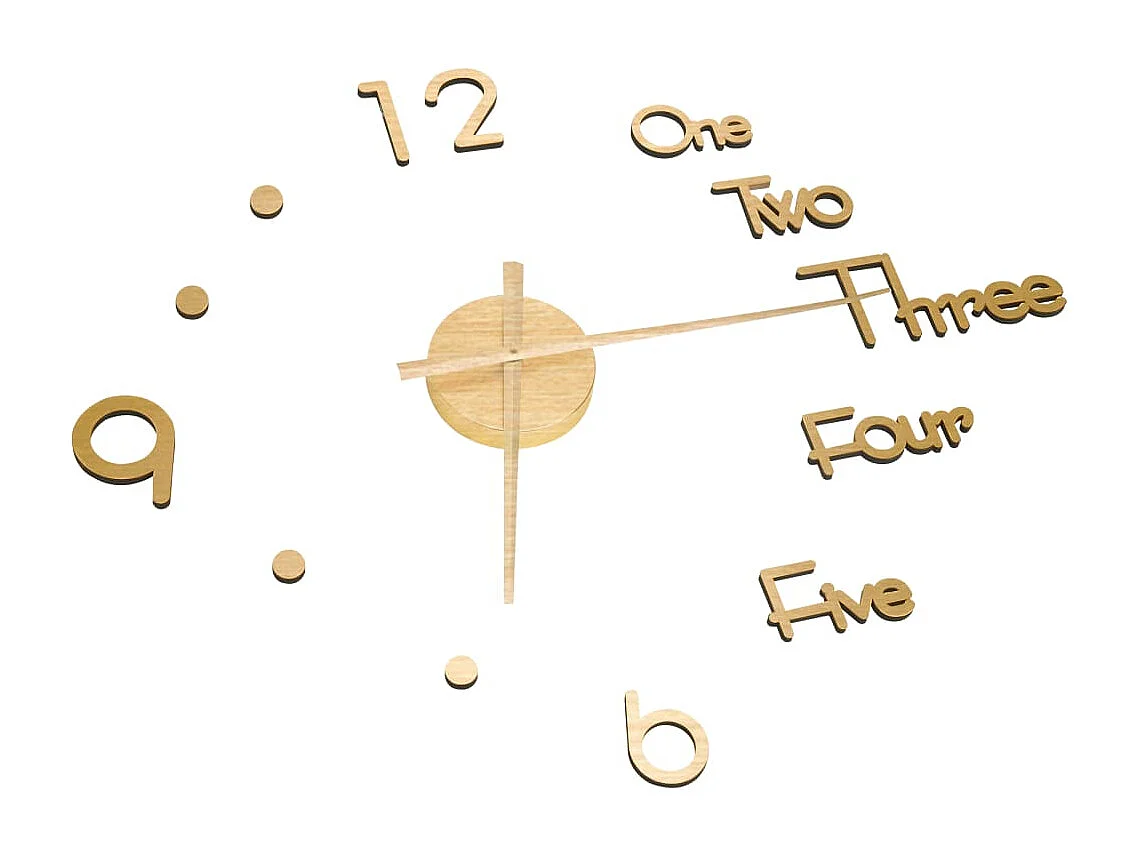 Horloge murale 3D Design moderne Doré 100 cm XXL