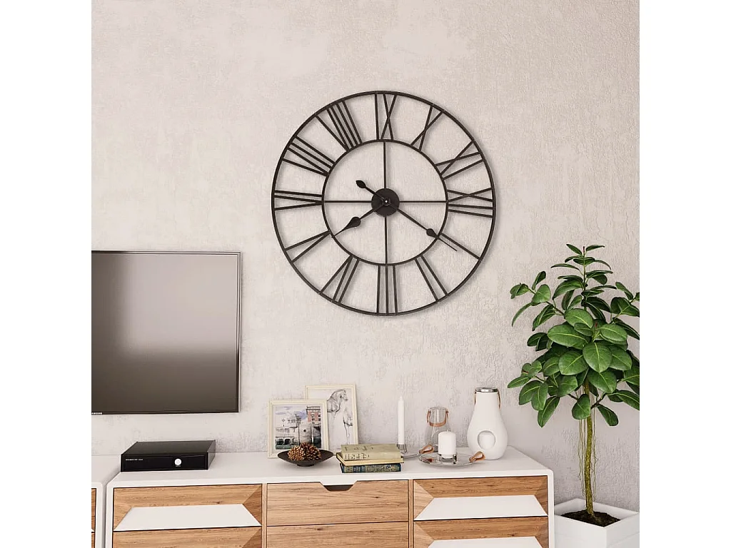 Horloge murale vintage avec mouvement à quartz Métal 80 cm XXL