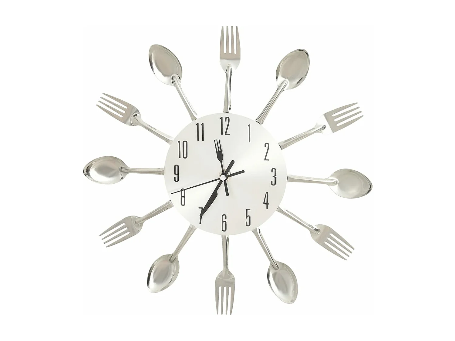 Horloge murale et cuillère et fourchette Argenté 31cm Aluminium