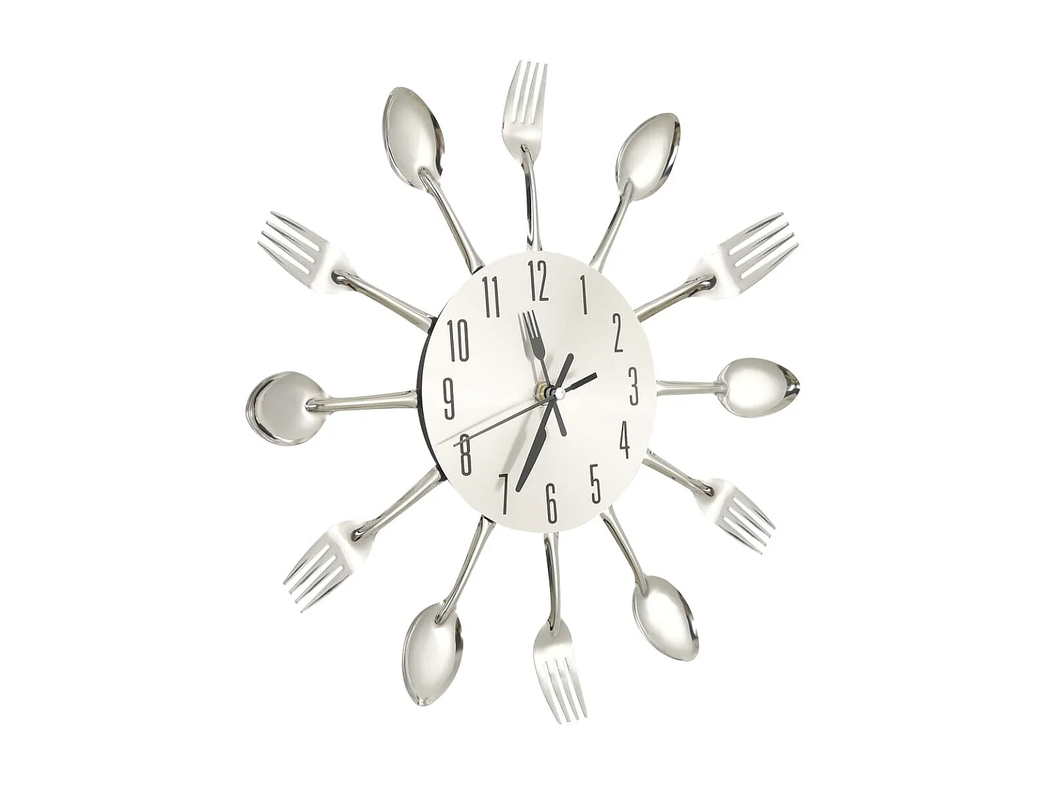Horloge murale et cuillère et fourchette Argenté 31cm Aluminium