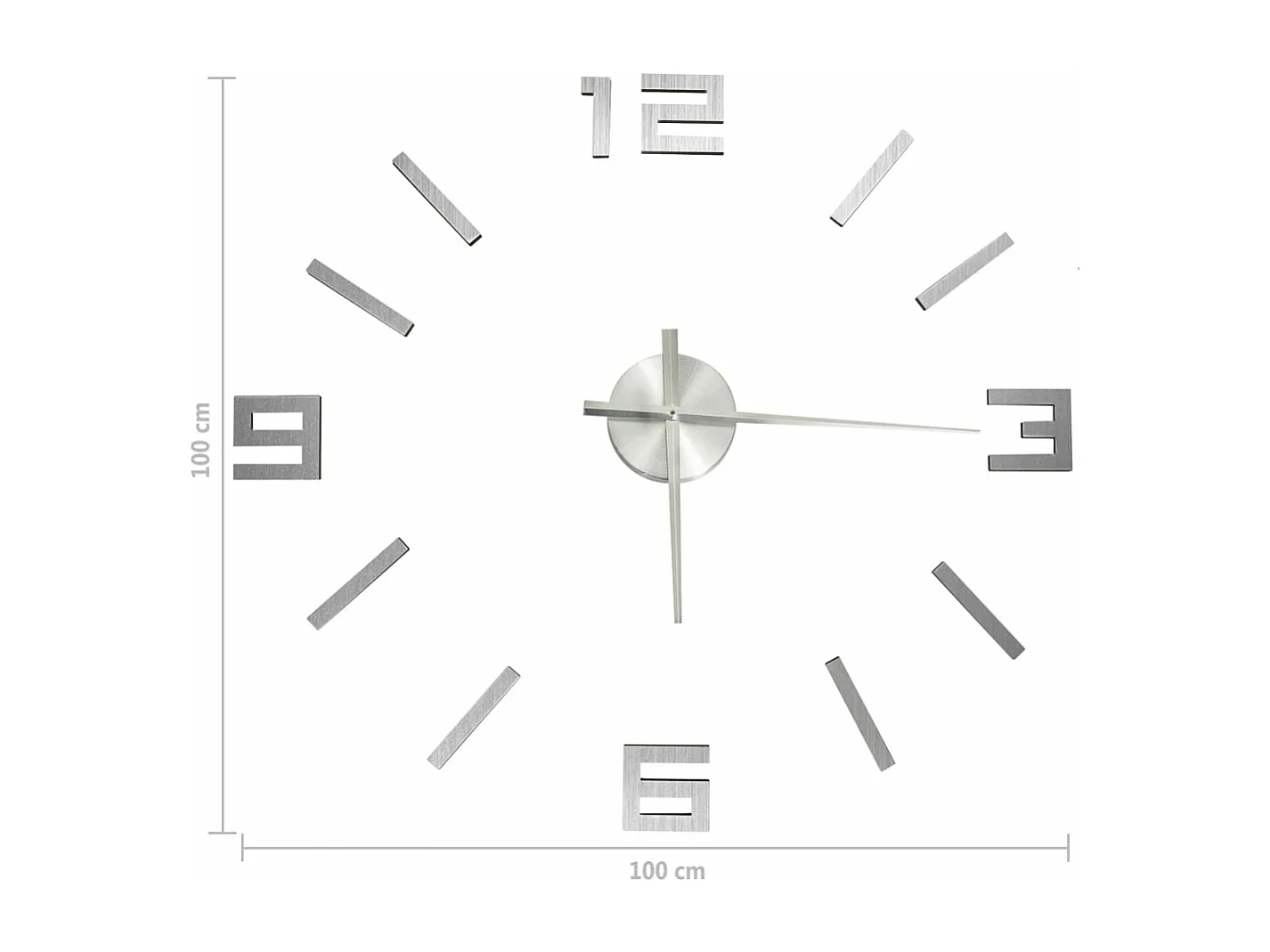 Relógio de parede 3D Design Moderno Prata 100 cm XXL