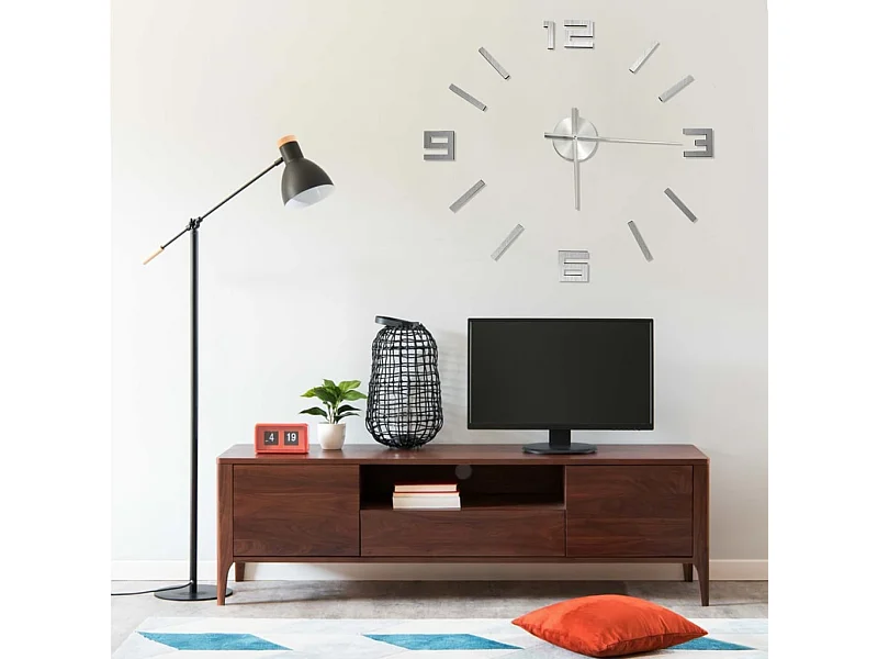 Reloj de pared 3D Diseño moderno Plata 100 cm XXL