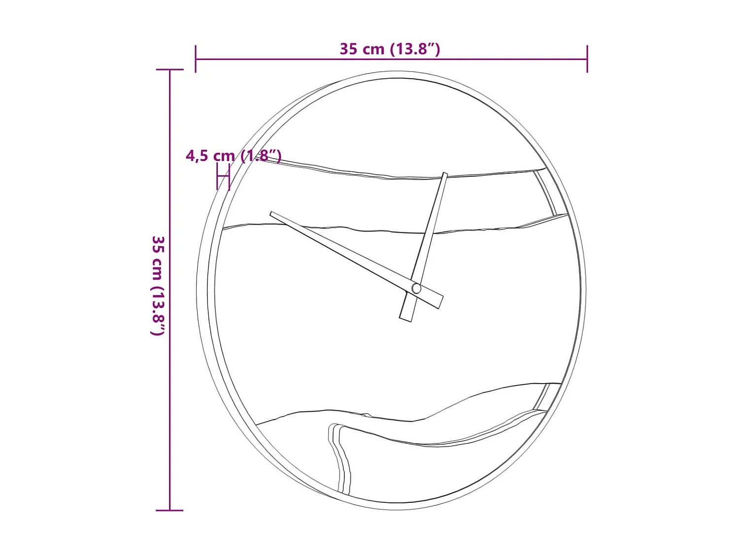 Braune Wanduhr Ø35 cm aus Eisen und Olivenholz
