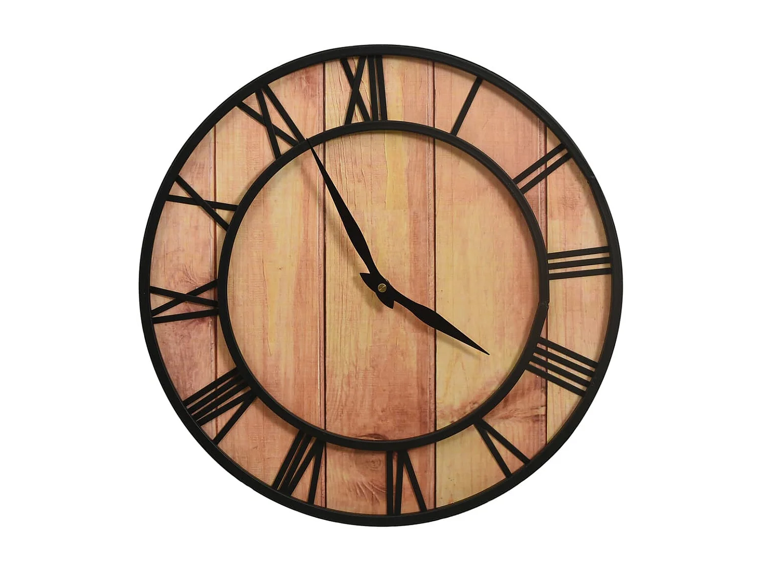 Horloge murale 39 cm Marron et noir MDF et fer