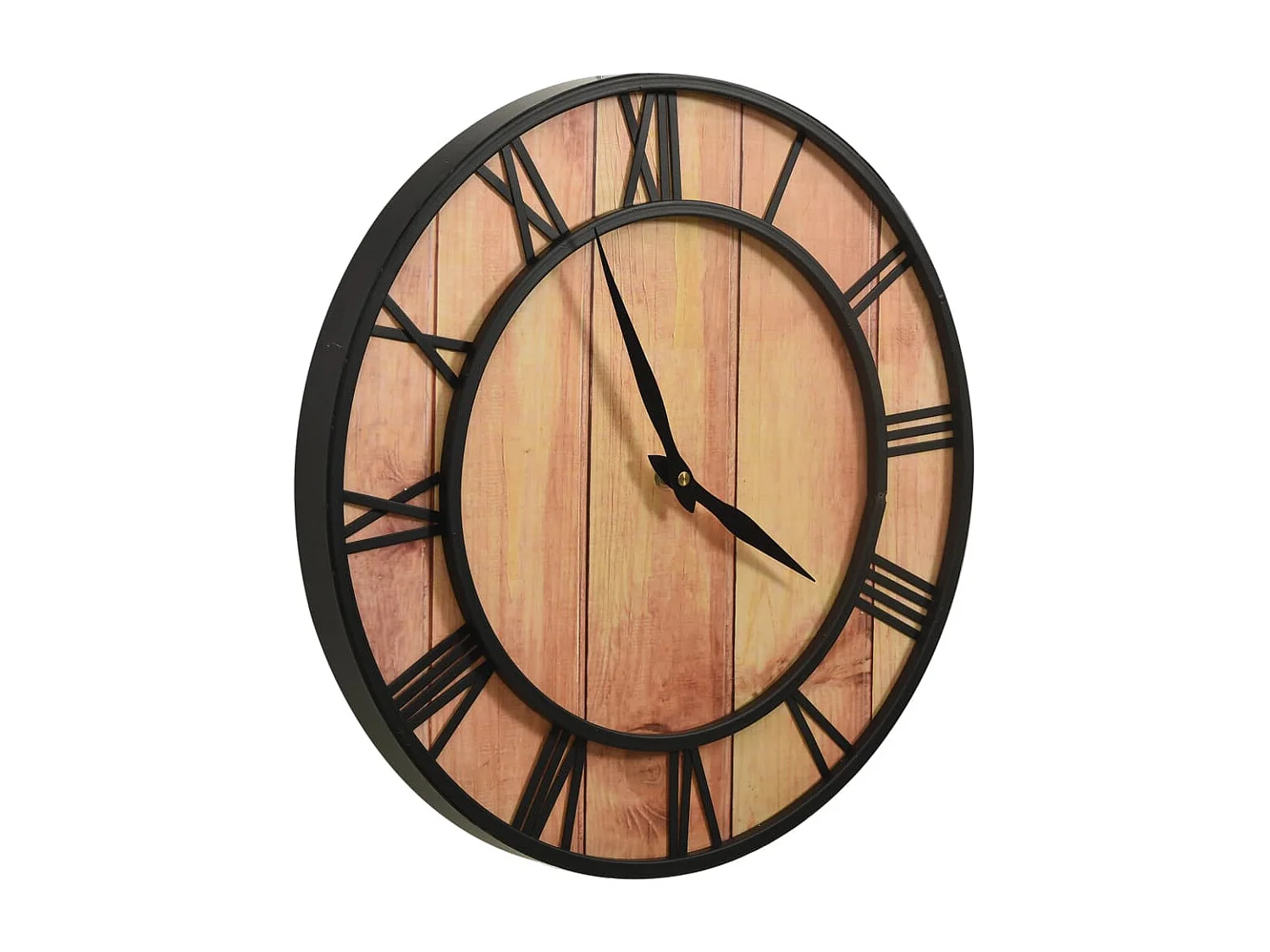 Horloge murale 39 cm Marron et noir MDF et fer