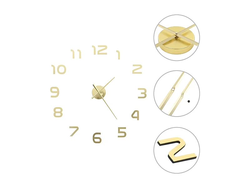 Reloj de pared 3D Diseño moderno 100 cm XXL Dorado