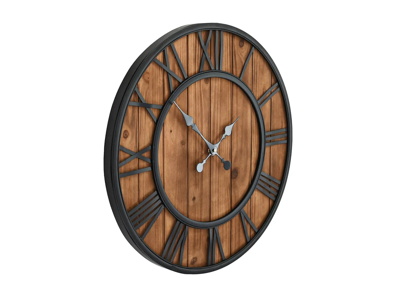 Horloge murale vintage à quartz Bois et métal 60 cm XXL