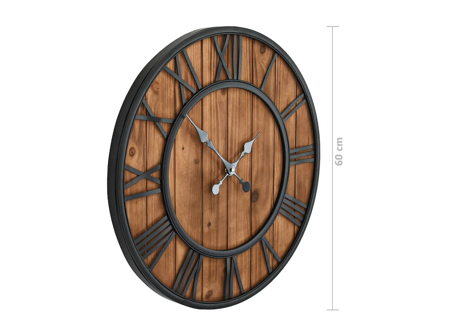 Horloge murale vintage à quartz Bois et métal 60 cm XXL
