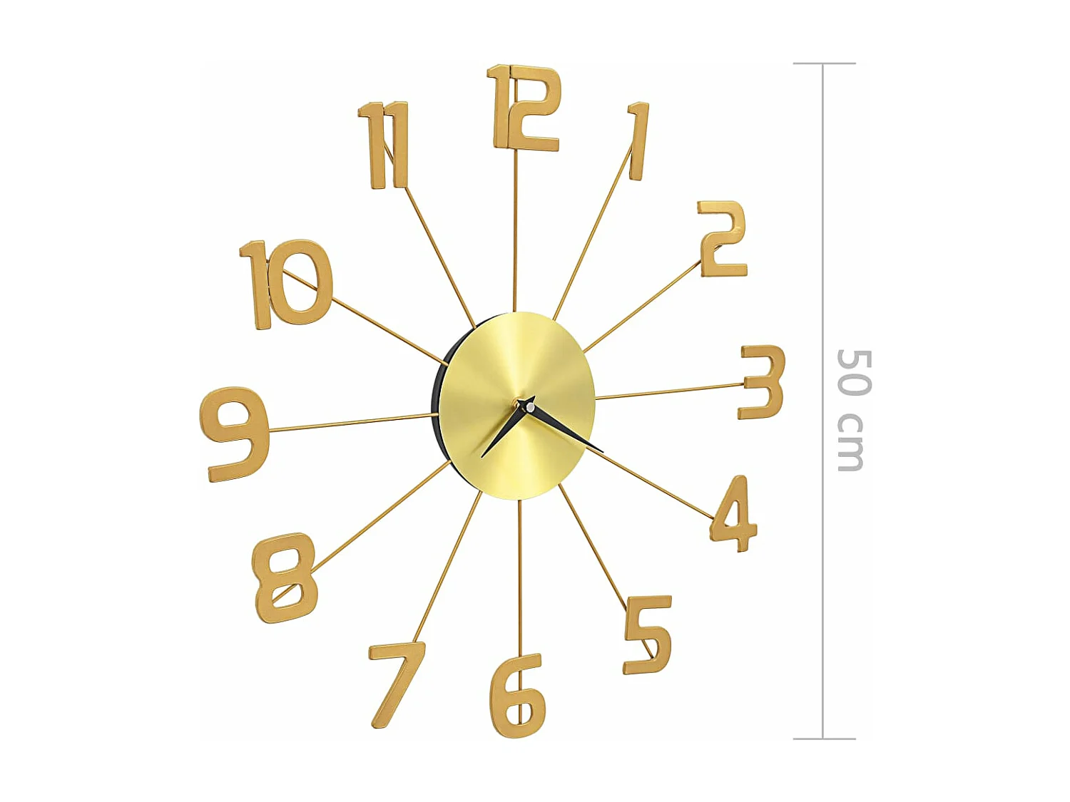 Relógio de parede Metal 50 cm Dourado