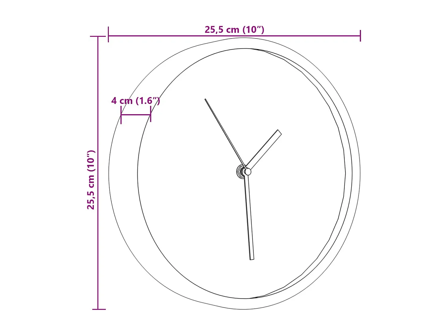 Relógio de parede rosa Ø25,5 cm em poliestireno e vidro