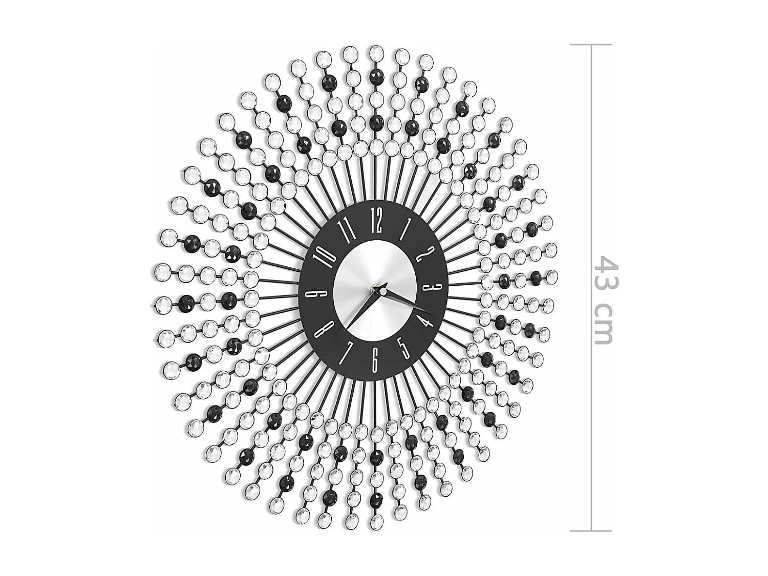 Relógio de parede Metal 43 cm Preto