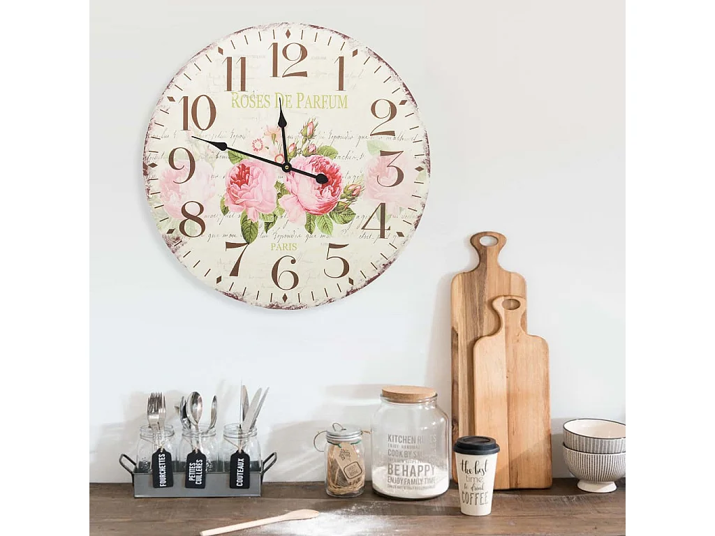Horloge murale vintage Fleur 60 cm