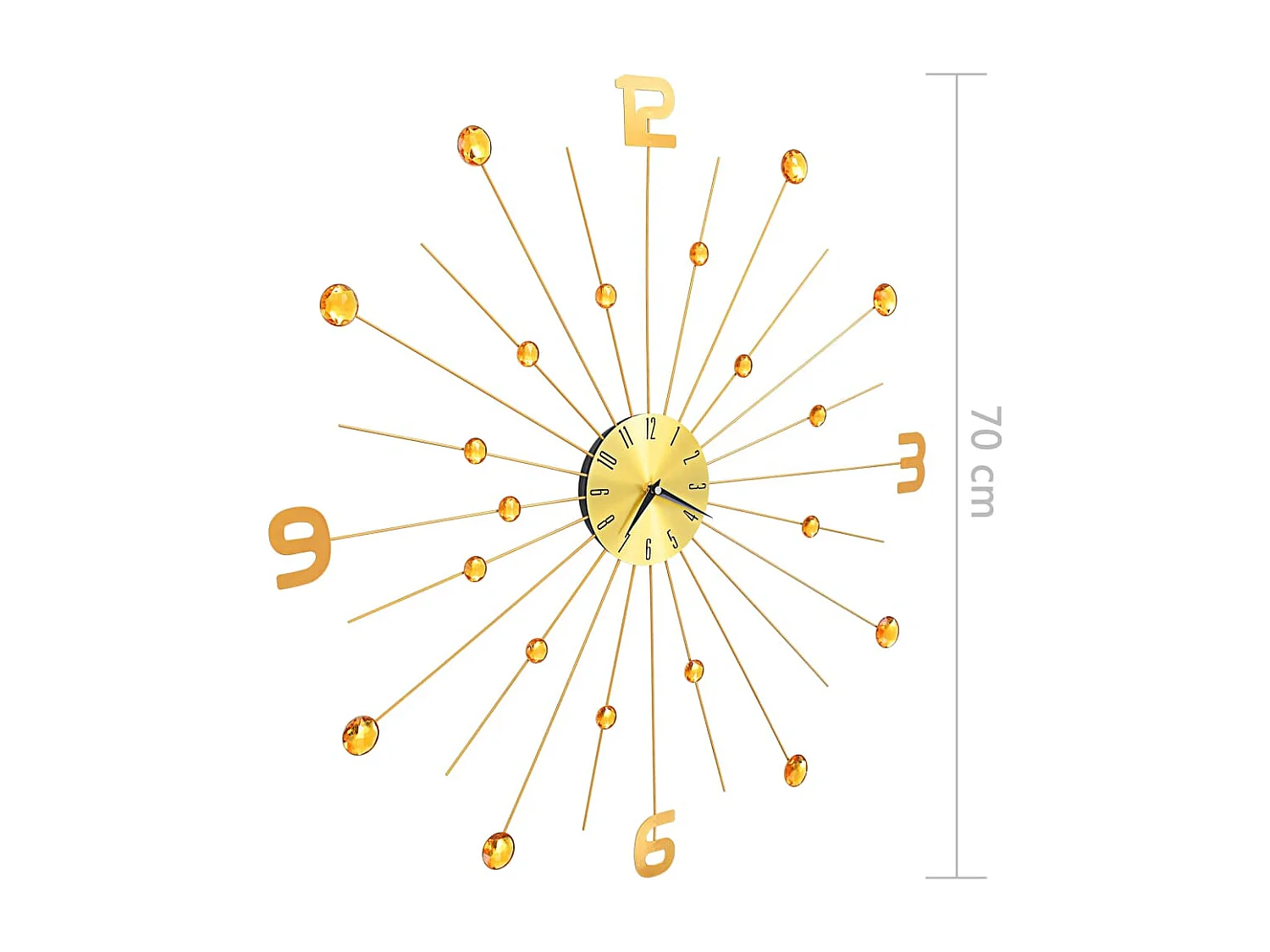 Wanduhr Metall 70 cm Gold