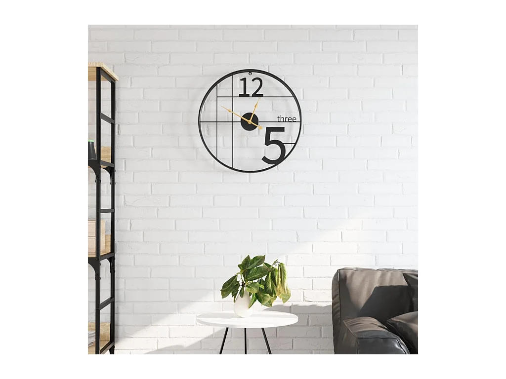 Horloge murale noir Ø50 cm fer