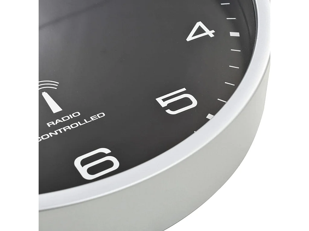 Reloj de pared radiocontrolado con movimiento de cuarzo 31 cm Negro