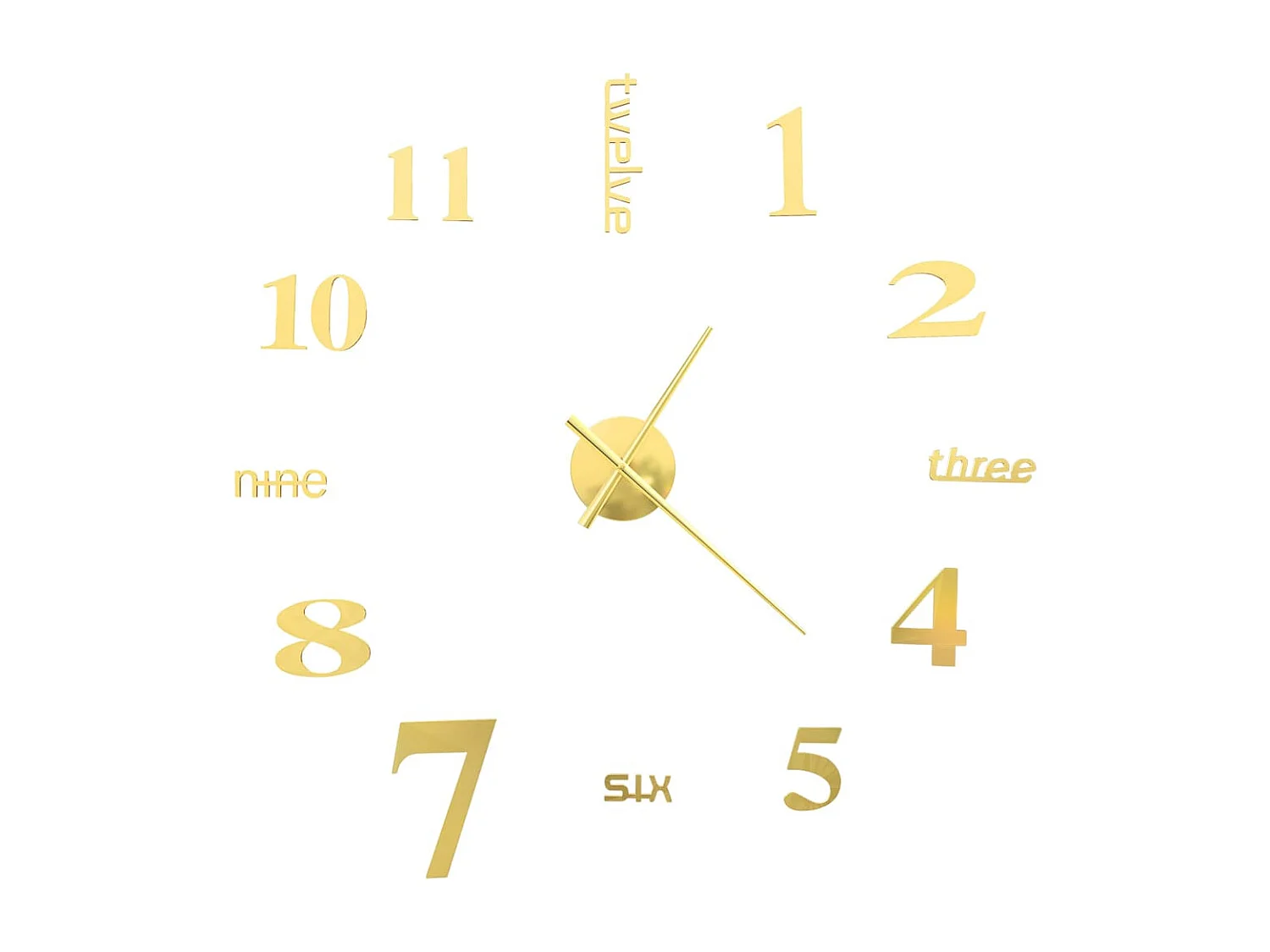 Relógio de parede 3D Design moderno 100 cm XXL dourado