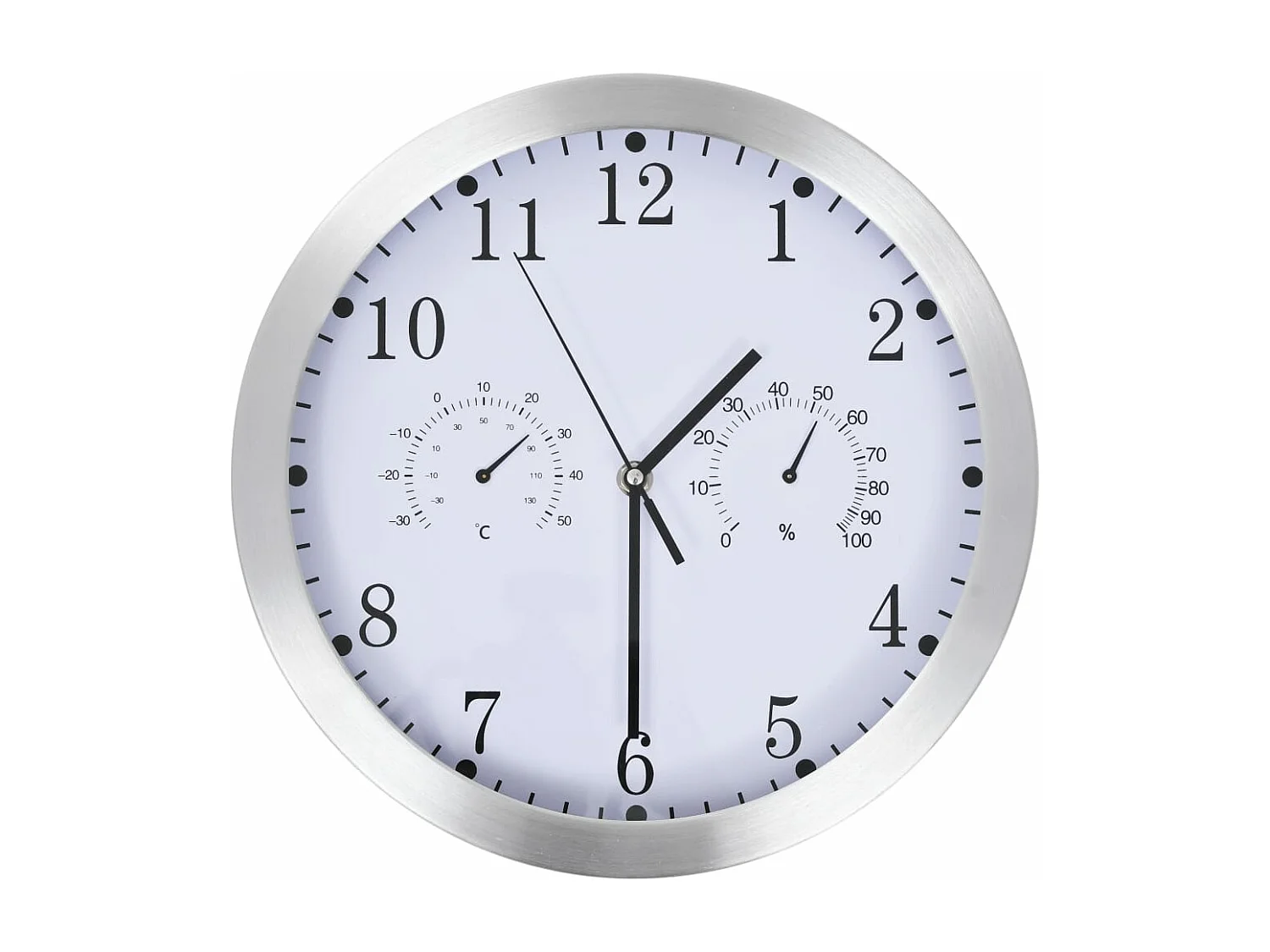 Horloge murale à quartz Hygromètre et thermomètre 30 cm Blanc