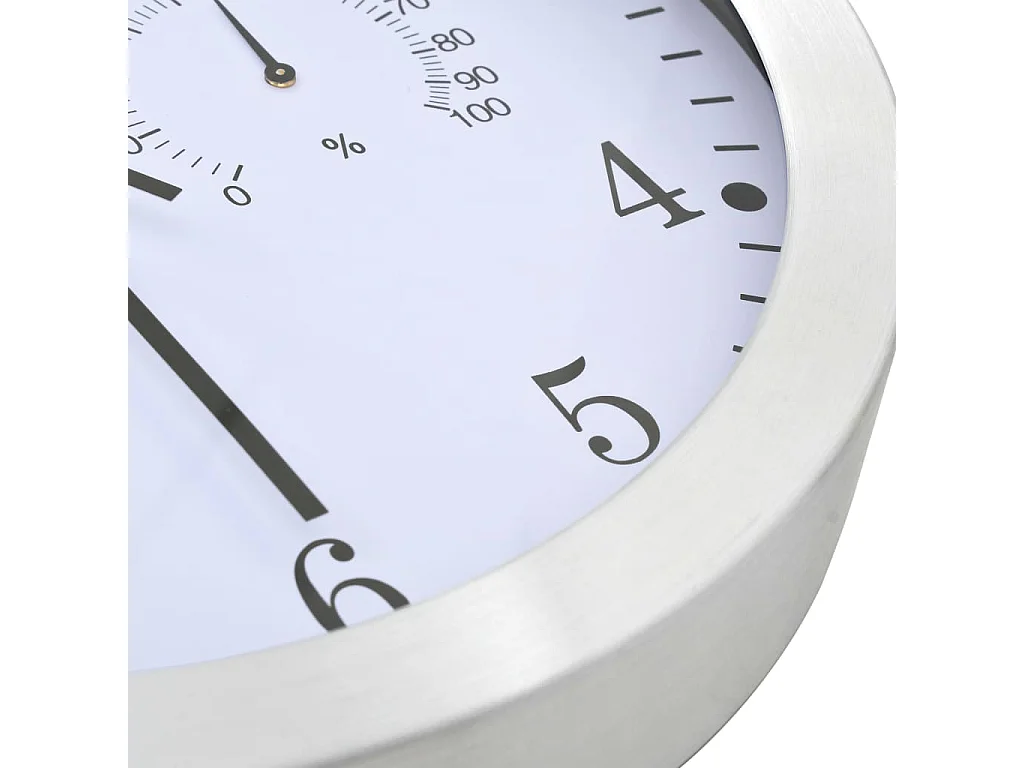 Horloge murale à quartz Hygromètre et thermomètre 30 cm Blanc