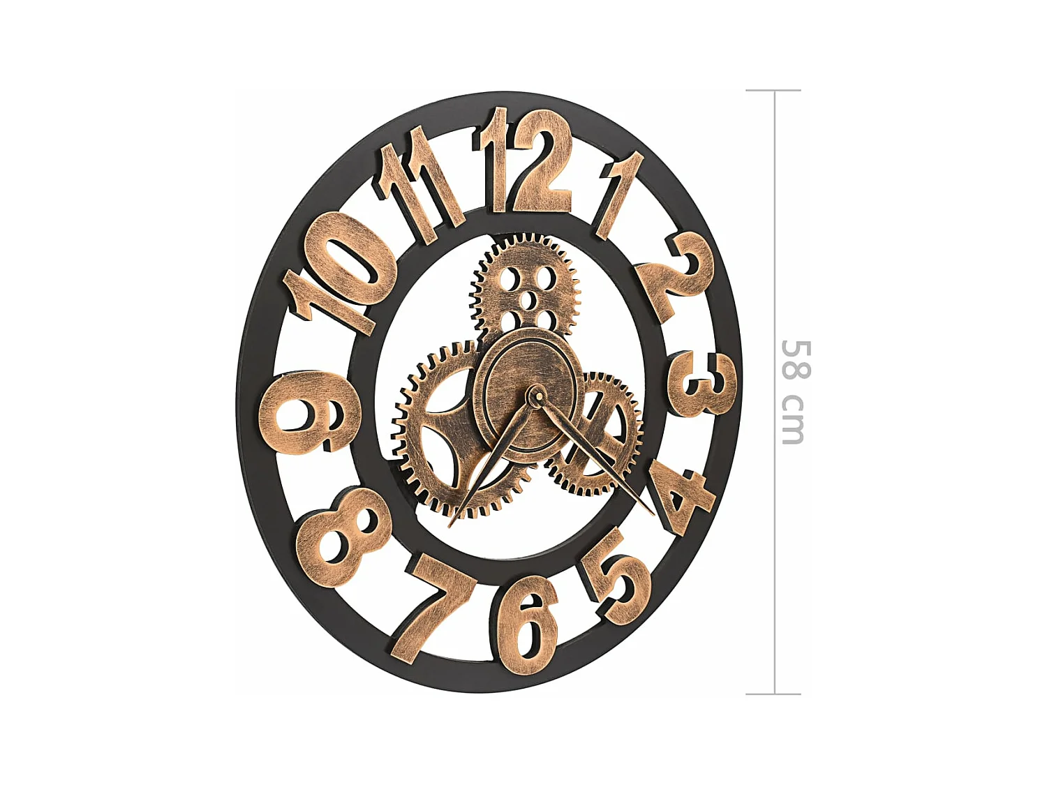 Wandklok Metaal 58 cm Goud en zwart