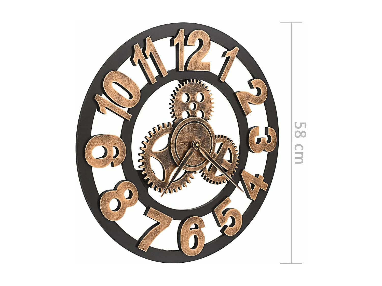 Horloge murale Métal 58 cm Doré et noir