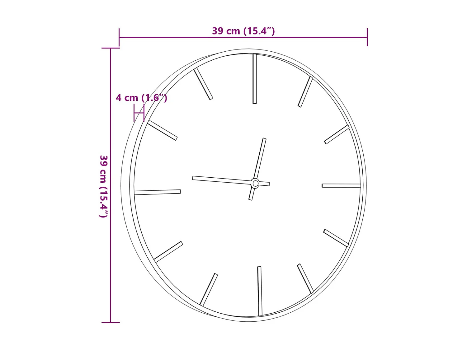 Horloge murale marron Ø39 cm fer et bois d'ingénierie