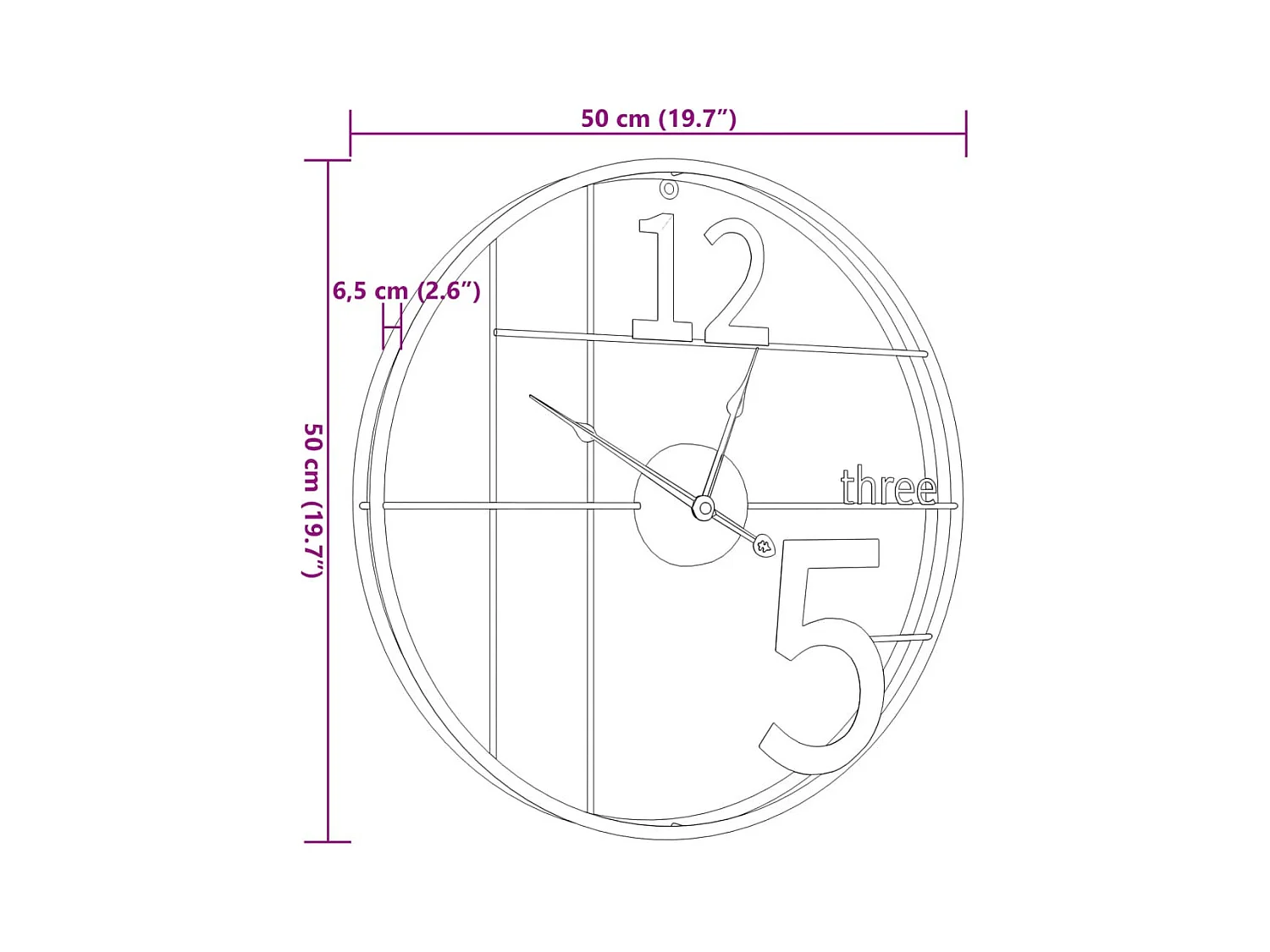 Goldene Wanduhr Ø50 cm aus Eisen