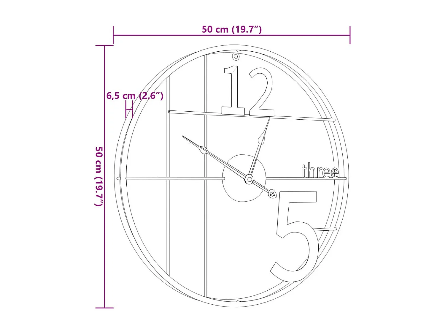 Reloj de pared dorado Ø50 cm hierro