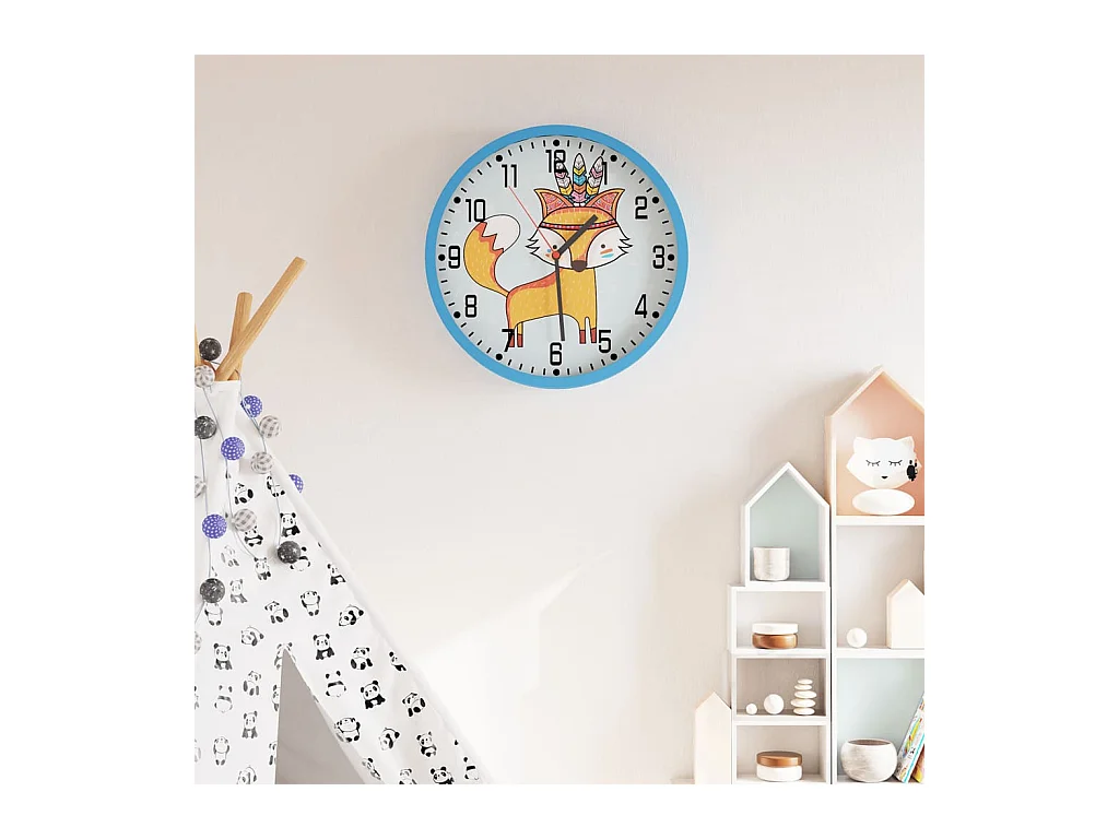 Horloge murale bleu Ø25,5 cm polystyrène et verre