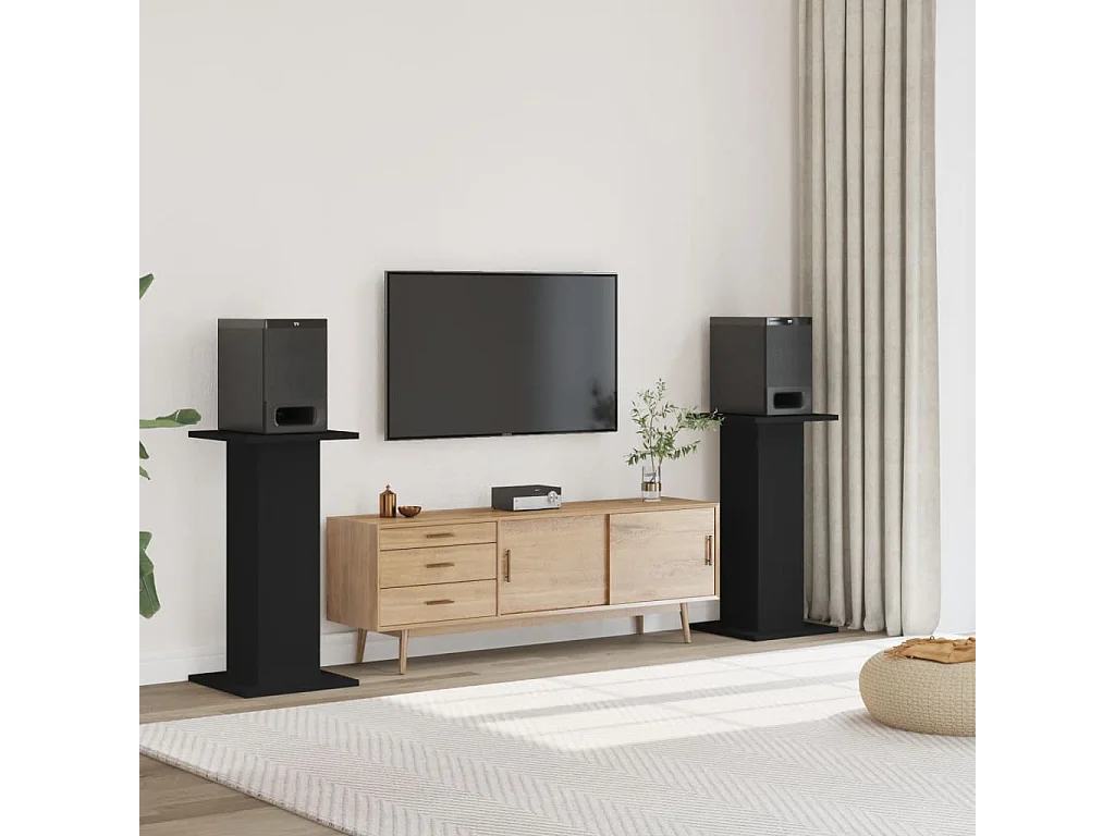 Supports de haut-parleurs 2 pcs noir bois d'ingénierie