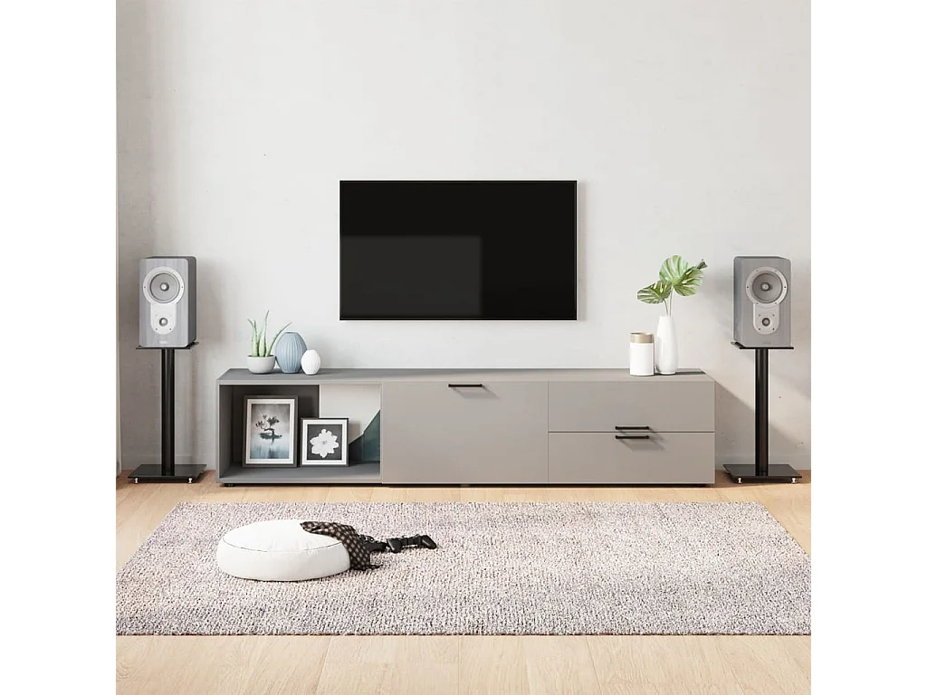 Supports de haut-parleurs 2 pcs noir verre trempé 1 pilier