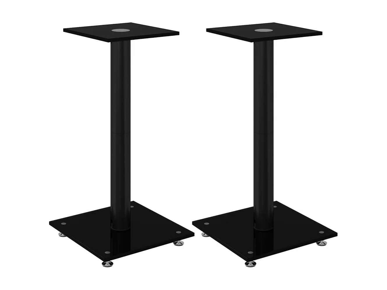 Supports de haut-parleurs 2 pcs noir verre trempé 1 pilier