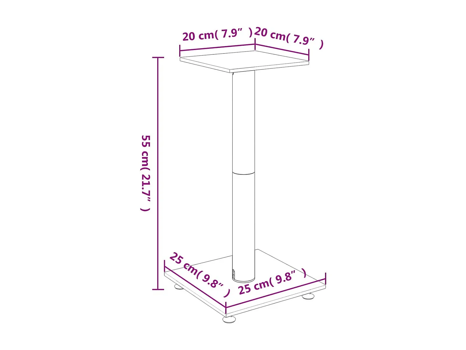 Supports de haut-parleurs 2 pcs noir verre trempé 1 pilier