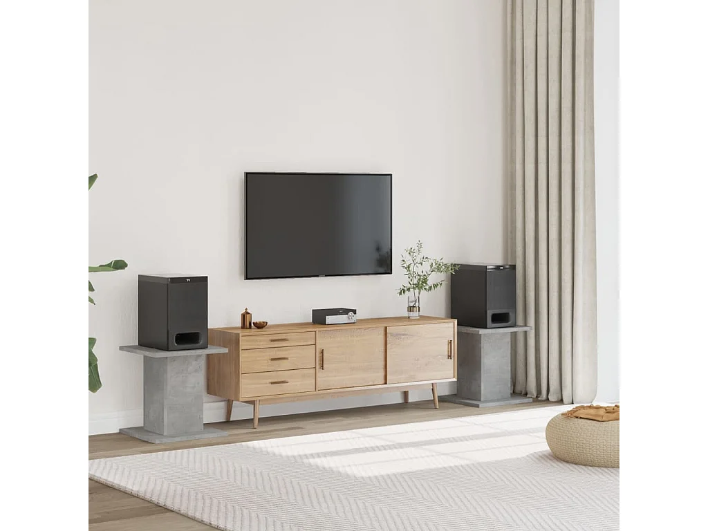 Lautsprecherständer 2 Stück aus grauem Beton-Holzwerkstoff