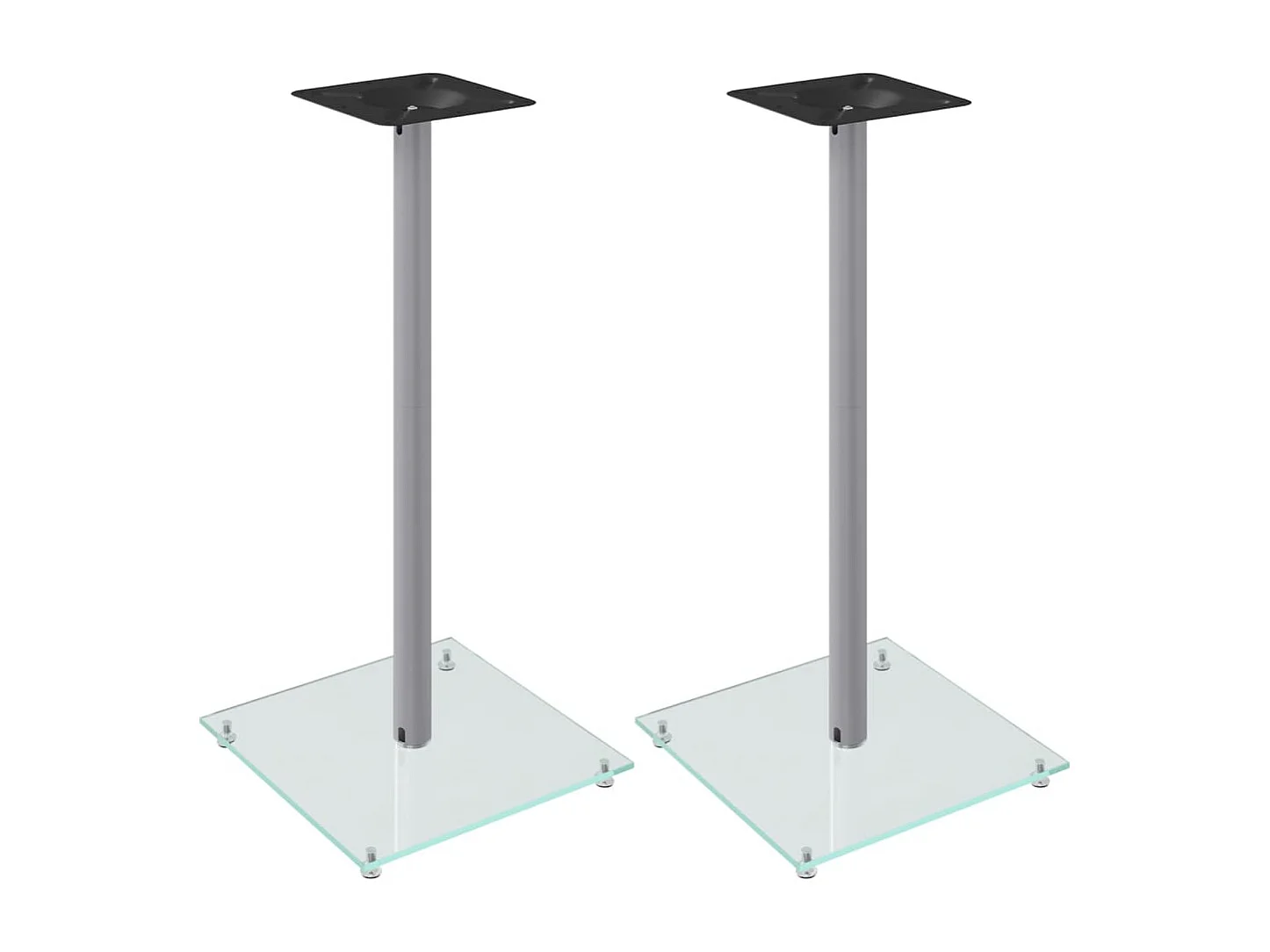 Soportes para altavoces 2 piezas cristal templado plateado 1 pilar