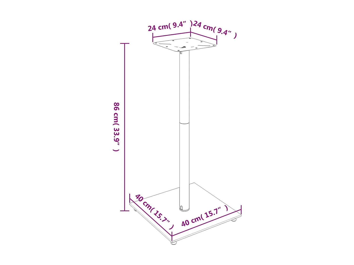 Soportes para altavoces 2 piezas cristal templado plateado 1 pilar