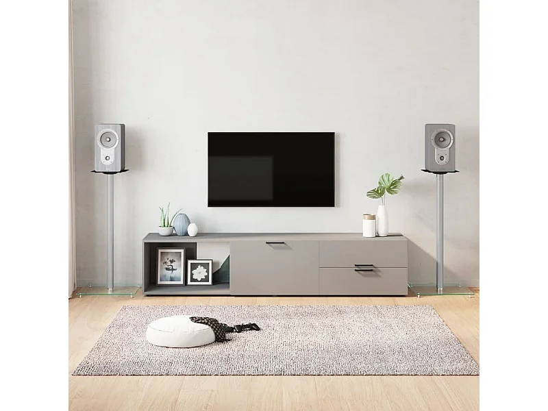 Soportes para altavoces 2 piezas cristal templado plateado 1 pilar