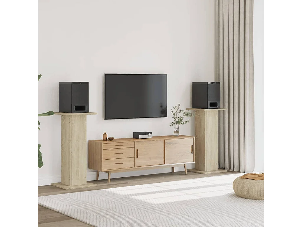 Supports de haut-parleurs 2 pcs chêne sonoma bois d'ingénierie