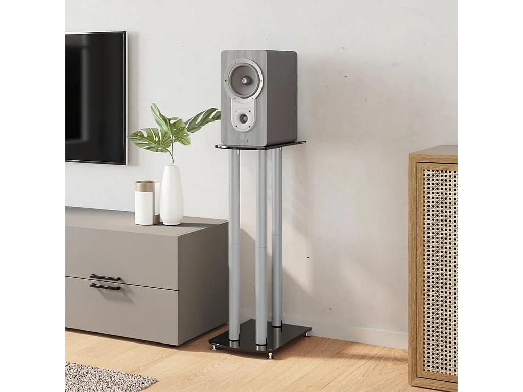 Lautsprecherständer 2 Stück schwarz/silber 3 Säulen