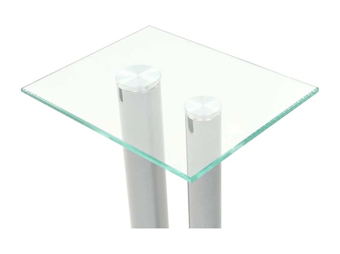 Soporte para Altavoz 2 Piezas Vidrio Templado Diseño 2 Columnas Plata
