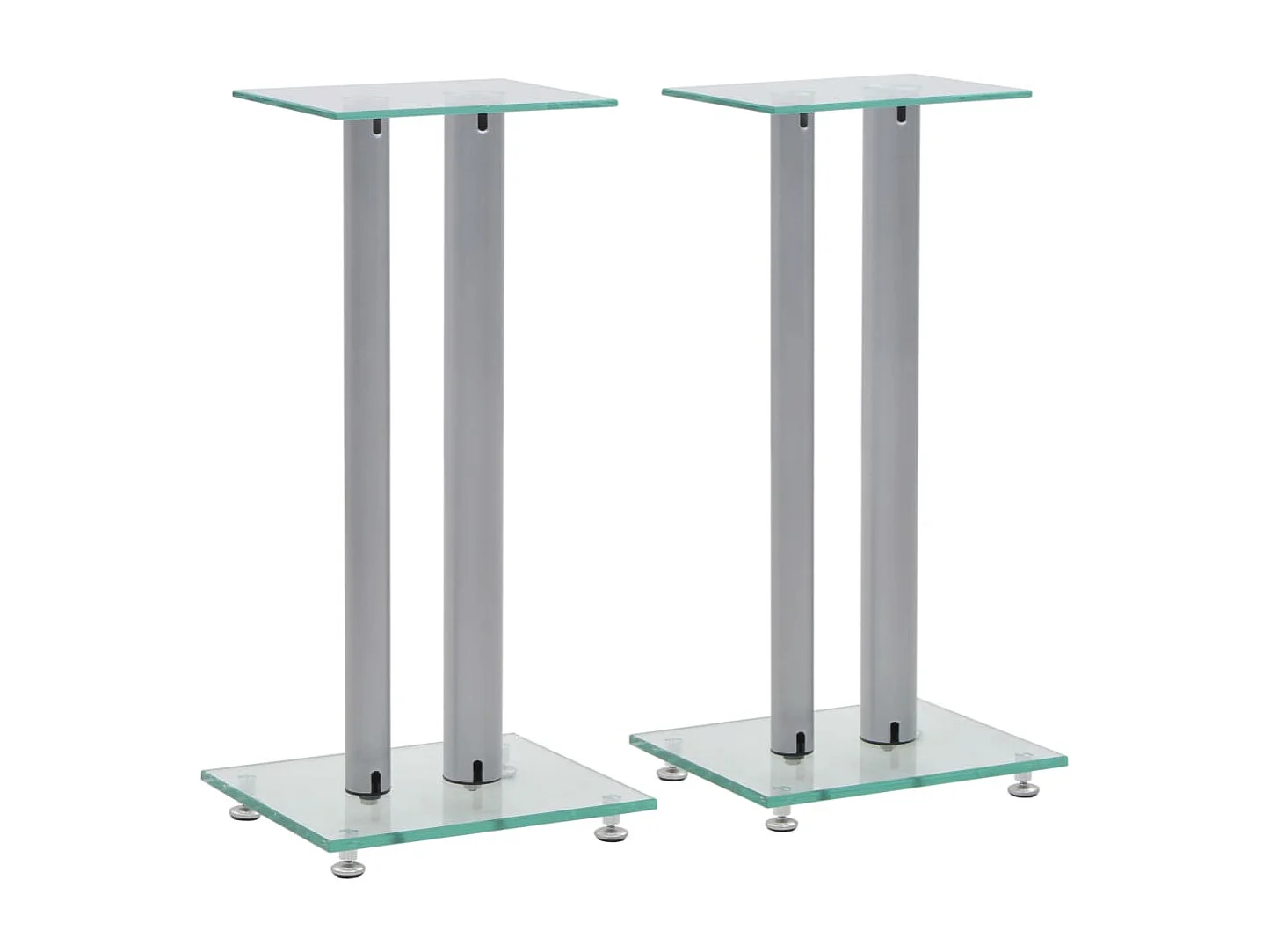 Soporte para Altavoz 2 Piezas Vidrio Templado Diseño 2 Columnas Plata