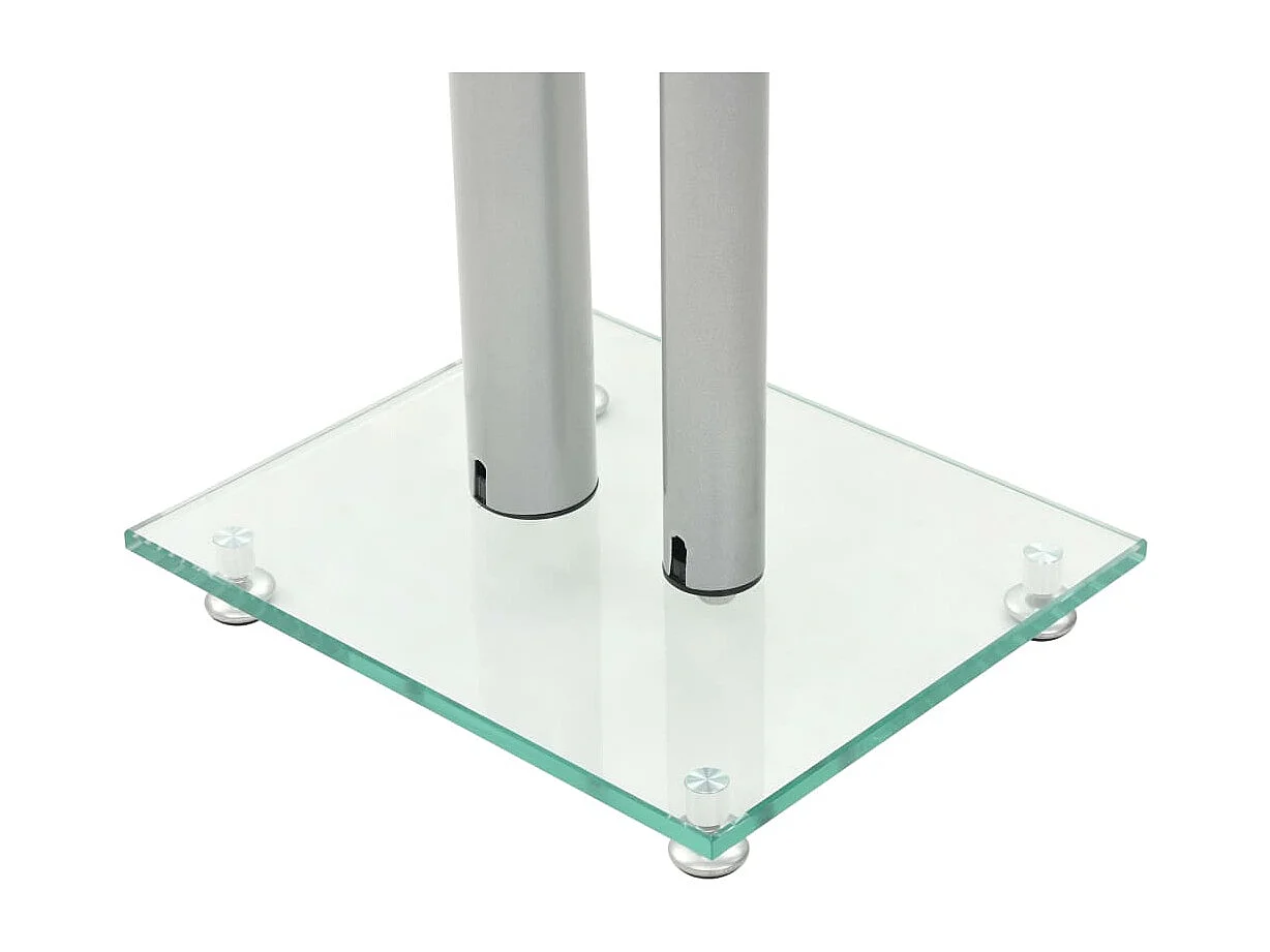 Soporte para Altavoz 2 Piezas Vidrio Templado Diseño 2 Columnas Plata