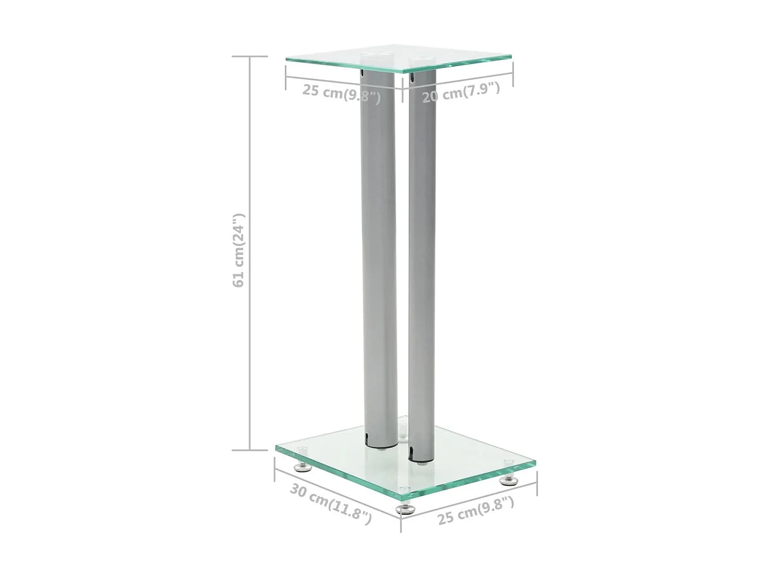 Soporte para Altavoz 2 Piezas Vidrio Templado Diseño 2 Columnas Plata