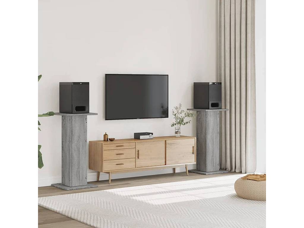 Lautsprecherständer, 2 Stück, graues Sonoma-Holzwerkstoff